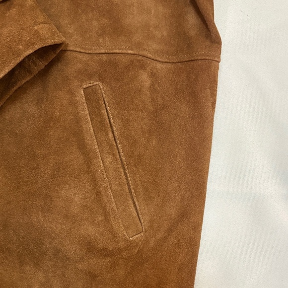 Brown Suede Double-Breasted Men’s  Coat Size M - Picture 11 of 14